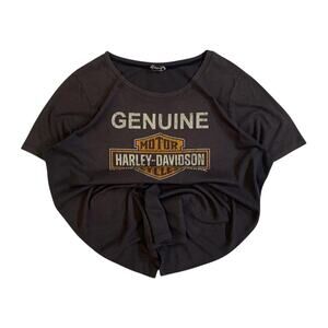 Harley Davidson Women's‎ Powder Keg Winged Logo Short Sleeve T Shirt Grey 2XL